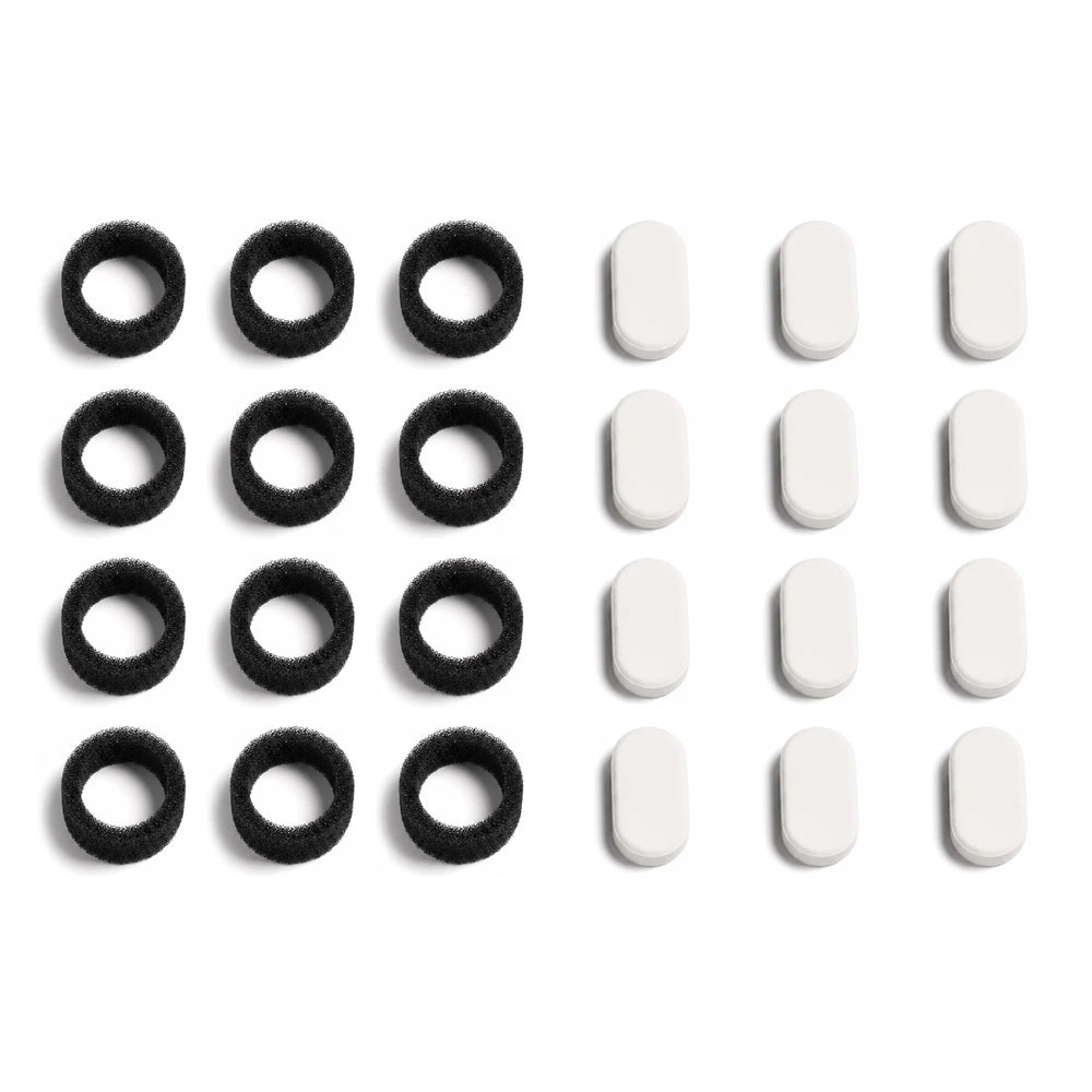 12 sponge filters and 12 carbon tablets